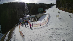 Modrá sjezdovka - dojezd k lanové dráze