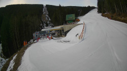 Modrá sjezdovka - dojezd k lanové dráze