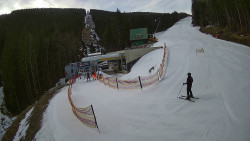 Modrá sjezdovka - dojezd k lanové dráze