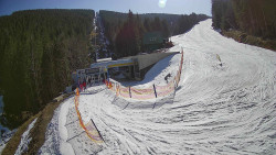 Modrá sjezdovka - dojezd k lanové dráze