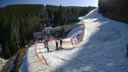 Modrá sjezdovka - dojezd k lanové dráze