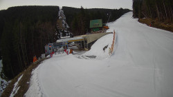 Modrá sjezdovka - dojezd k lanové dráze