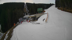 Modrá sjezdovka - dojezd k lanové dráze