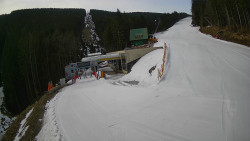 Modrá sjezdovka - dojezd k lanové dráze