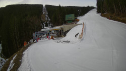 Modrá sjezdovka - dojezd k lanové dráze