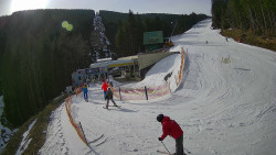 Modrá sjezdovka - dojezd k lanové dráze