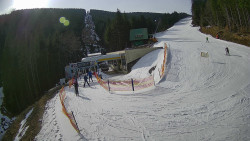 Modrá sjezdovka - dojezd k lanové dráze