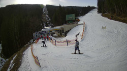 Modrá sjezdovka - dojezd k lanové dráze