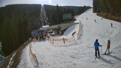 Modrá sjezdovka - dojezd k lanové dráze