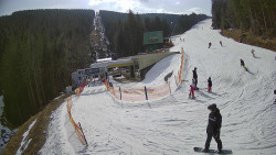 Modrá sjezdovka - dojezd k lanové dráze