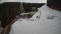 Modrá sjezdovka - dojezd k lanové dráze