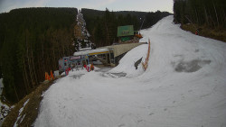 Modrá sjezdovka - dojezd k lanové dráze