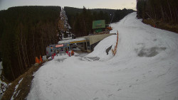 Modrá sjezdovka - dojezd k lanové dráze