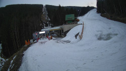 Modrá sjezdovka - dojezd k lanové dráze