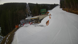 Modrá sjezdovka - dojezd k lanové dráze