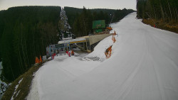 Modrá sjezdovka - dojezd k lanové dráze