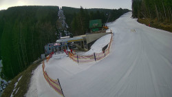 Modrá sjezdovka - dojezd k lanové dráze