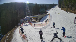 Modrá sjezdovka - dojezd k lanové dráze