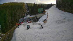 Modrá sjezdovka - dojezd k lanové dráze