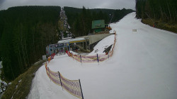 Modrá sjezdovka - dojezd k lanové dráze