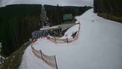 Modrá sjezdovka - dojezd k lanové dráze