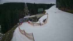 Modrá sjezdovka - dojezd k lanové dráze