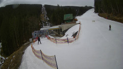 Modrá sjezdovka - dojezd k lanové dráze