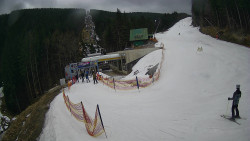 Modrá sjezdovka - dojezd k lanové dráze