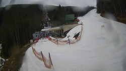 Modrá sjezdovka - dojezd k lanové dráze