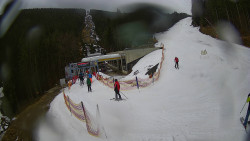 Modrá sjezdovka - dojezd k lanové dráze