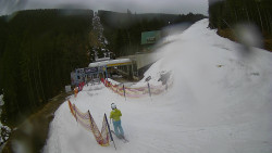 Modrá sjezdovka - dojezd k lanové dráze