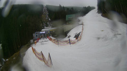 Modrá sjezdovka - dojezd k lanové dráze