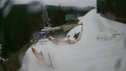 Modrá sjezdovka - dojezd k lanové dráze