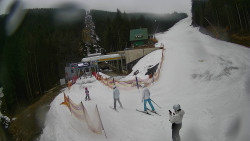 Modrá sjezdovka - dojezd k lanové dráze