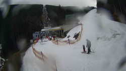 Modrá sjezdovka - dojezd k lanové dráze