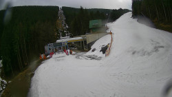 Modrá sjezdovka - dojezd k lanové dráze