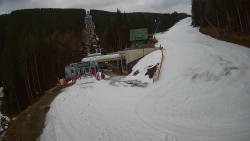 Modrá sjezdovka - dojezd k lanové dráze