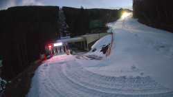 Modrá sjezdovka - dojezd k lanové dráze