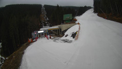 Modrá sjezdovka - dojezd k lanové dráze