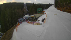 Modrá sjezdovka - dojezd k lanové dráze