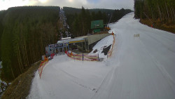 Modrá sjezdovka - dojezd k lanové dráze