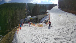 Modrá sjezdovka - dojezd k lanové dráze