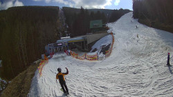 Modrá sjezdovka - dojezd k lanové dráze