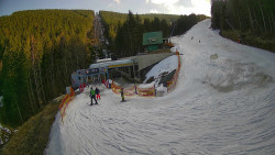 Modrá sjezdovka - dojezd k lanové dráze