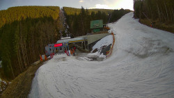 Modrá sjezdovka - dojezd k lanové dráze