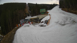 Modrá sjezdovka - dojezd k lanové dráze