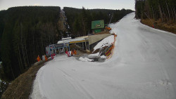 Modrá sjezdovka - dojezd k lanové dráze