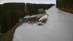 Modrá sjezdovka - dojezd k lanové dráze