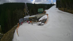 Modrá sjezdovka - dojezd k lanové dráze