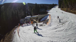 Modrá sjezdovka - dojezd k lanové dráze